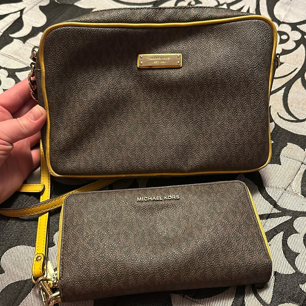 Used Michael Kors Crossbody and matching wallet.